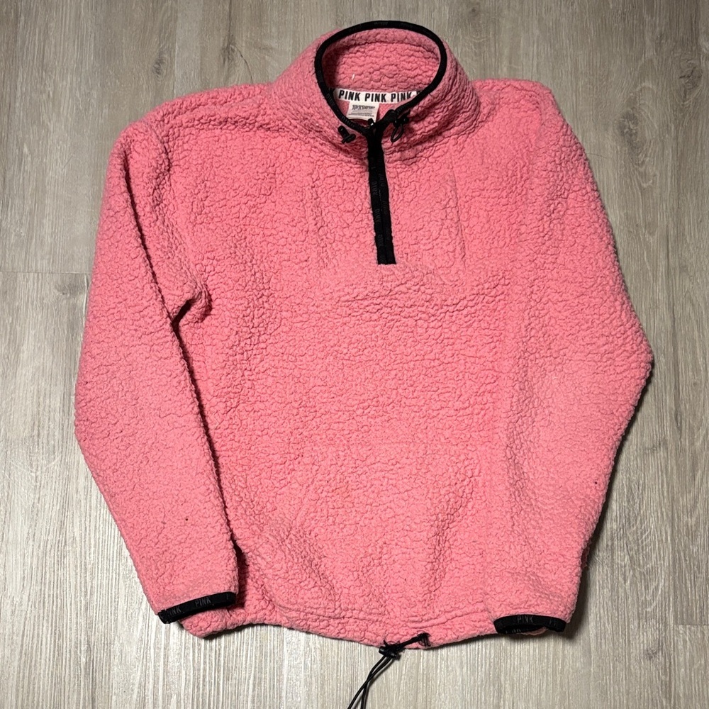 Victoria's Secret Pink‎ Sherpa Quarter Zip-Up Sweater